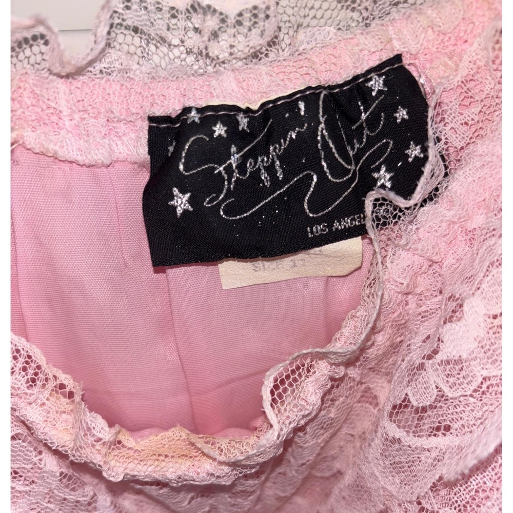 Steppin Out Los Angeles Vintage Pink Lace Maxi FLAWS Prairie Dress Cottagecore - Picture 3 of 10